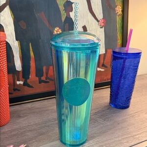 Starbucks Blue Iridescent Tumbler with Straw